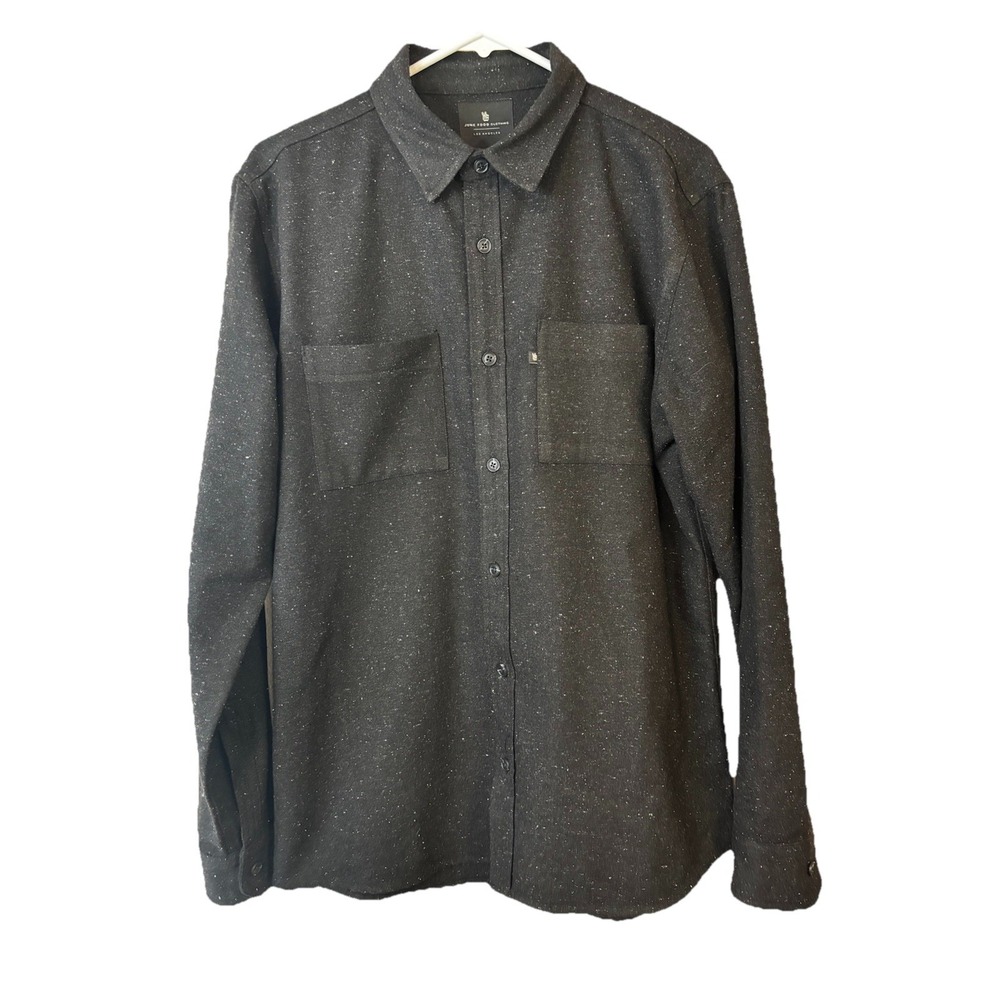 Junk Food Clothing LA Flannel WorkShirt Mens M Button Up Pockets Heavy Black